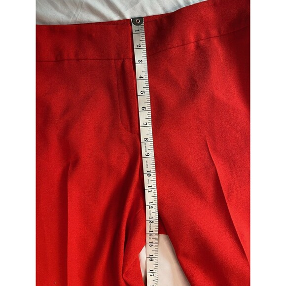 Kasper Women Size 16 High Rise Dress Pants Flat Front Bright Red Straight Flashy - Picture 5 of 10